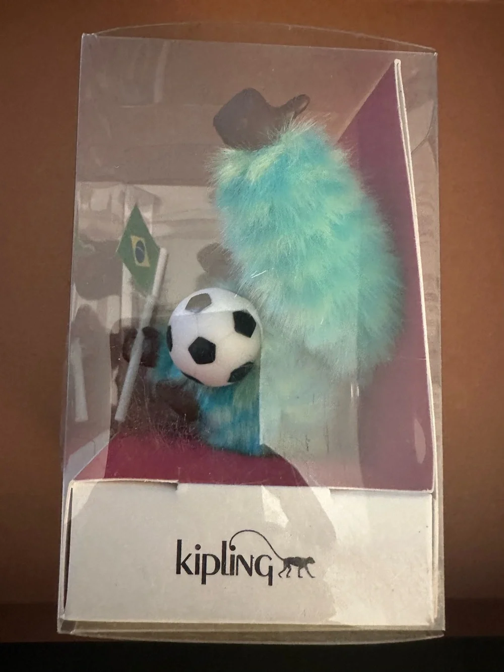 Kipling Keychain Monkey Exclusive Bag Charm Brazil Soccer Ball Rare New
